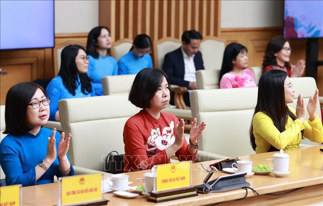 Đại diện nữ lãnh đạo, quản lý các cơ quan Trung ương tham dự buổi gặp. Ảnh: Dương Giang-TTXVN
