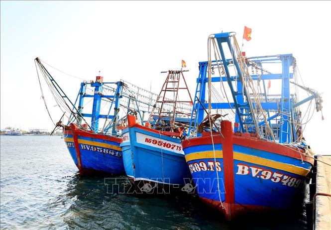 Trong ảnh: Tàu cá neo đậu tại khu vực cửa biển thành phố Hà Tiên. Ảnh: Hồng Đạt - TTXVN
