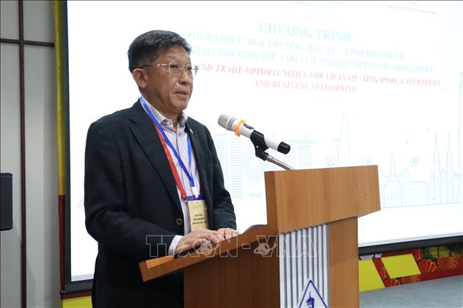 SCCCI President Kho Choon Keng speaks at the conference. VNA Photo: Xuân Anh 
