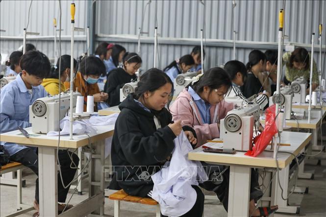 681 học sinh (trong đó 672 em thuộc dân tộc thiểu số, ít người) trường Trung cấp dân tộc nội trú - Giáo dục thường xuyên Bắc Quang) được thực hành liên tục tại xưởng nhằm nâng cao  kỹ năng nghề, khi tốt nghiệp có tay nghề cao, nhiều cơ hội việc làm. Ảnh: Hoàng Hiếu - TTXVN
