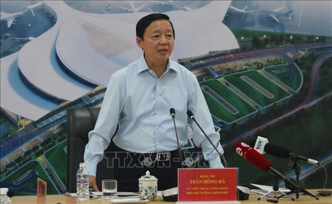 Trong ảnh: Phó Thủ tướng Trần Hồng Hà phát biểu chỉ đạo tại buổi làm việc. Ảnh: Công Phong - TTXVN