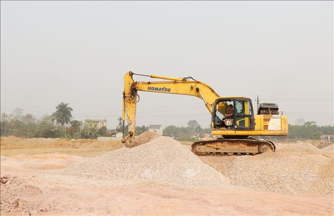 Một góc công trường Dự án Đường du lịch Sông Công - Núi Cốc tại phường Châu Sơn, Thành phố Sông Công. Ảnh: Hoàng Nguyên - TTXVN