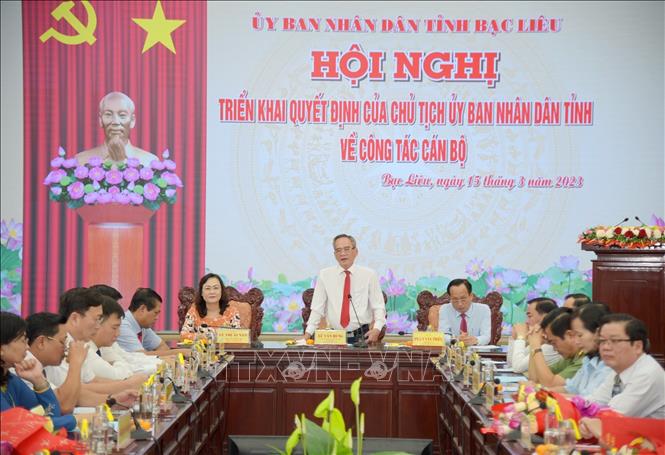 Bí thư Tỉnh ủy Bạc Liêu Lữ Văn Hùng phát biểu tại hội nghị. Ảnh: Tuấn Kiệt – TTXVN