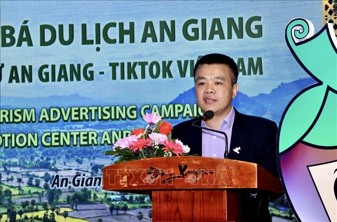 Trong ảnh: Ông Nguyễn Lâm Thanh – CEO TikTok Việt Nam phát biểu tại lễ ký kết. Ảnh: TTXVN phát