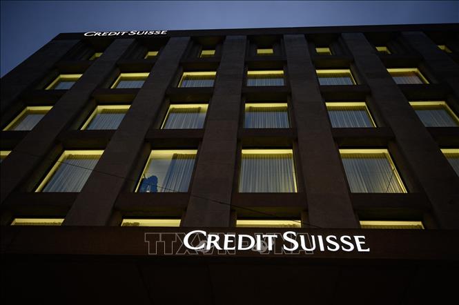 Biểu tượng của Ngân hàng lớn thứ hai Thụy Sĩ Credit Suisse tại chi nhánh ở Geneva. Ảnh: AFP/TTXVN