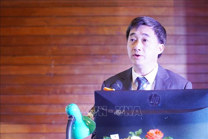 Trong ảnh: Giáo sư, Tiến sĩ Trần Văn Thuấn, Thứ trưởng Bộ Y tế, phát biểu tại Lễ Kỷ niệm. Ảnh: Đinh Hằng - TTXVN