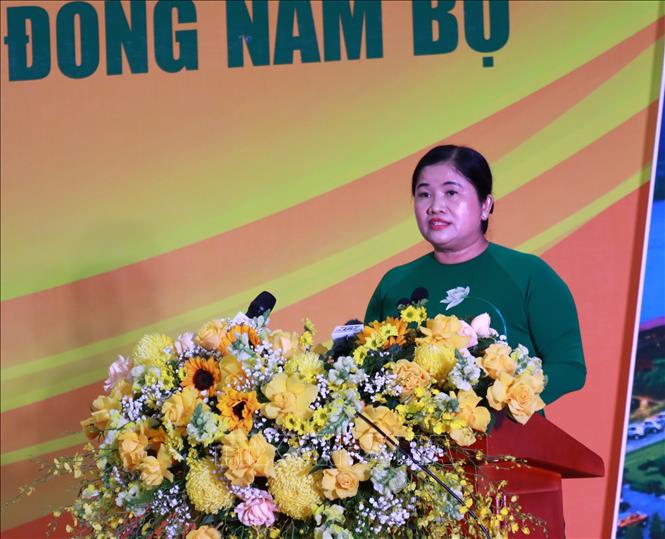 Chủ tịch UBND tỉnh Bình Phước Trần Tuệ Hiền phát biểu. Ảnh: Sỹ Tuyên - TTXVN