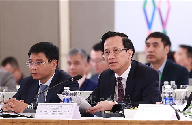 Bộ trưởng Bộ Lao động-Thương binh và Xã hội Đào Ngọc Dung phát biểu. Ảnh: Dương Giang-TTXVN
