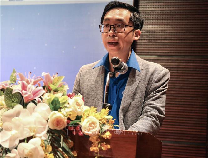 Bí thư Đoàn Thanh niên cơ quan Trung ương Hội nhà báo Việt Nam Nguyễn Ngọc Long phát biểu khai mạc. Ảnh: Nguyễn Thu Phương - TTXVN phát