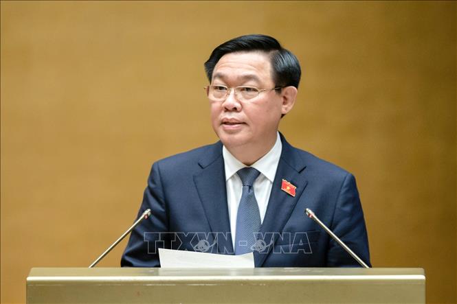 Chủ tịch Quốc hội Vương Đình Huệ phát biểu kết luận phiên chất vấn. Ảnh: Doãn Tấn - TTXVN