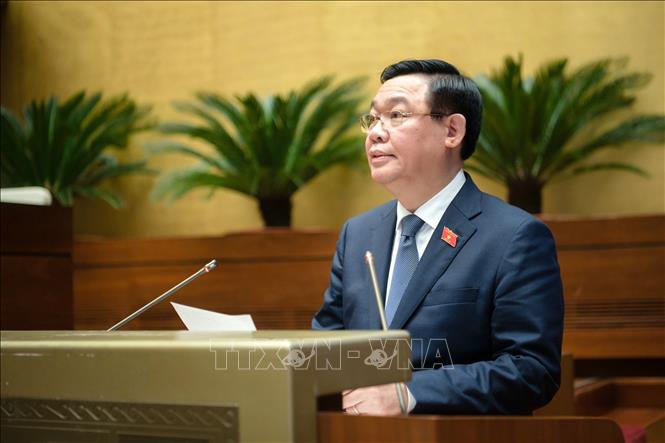 Chủ tịch Quốc hội Vương Đình Huệ phát biểu kết luận phiên chất vấn. Ảnh: Doãn Tấn - TTXVN