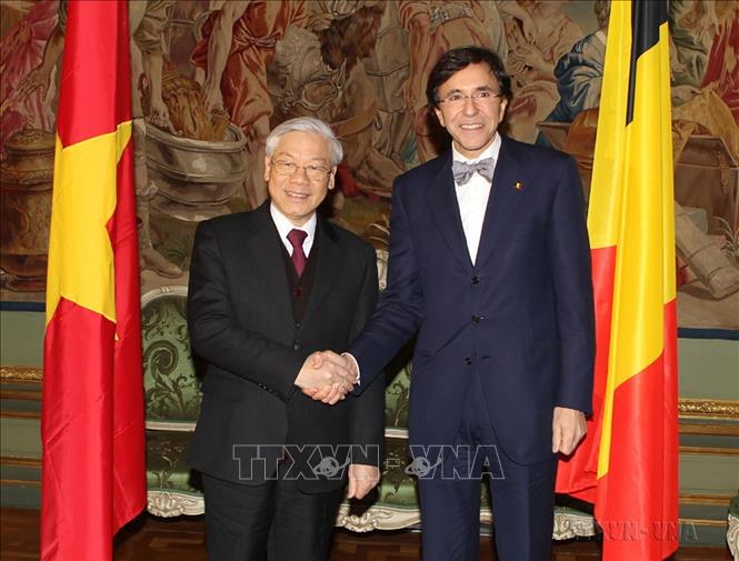 Thủ tướng Elio Di Rupo đón, hội đàm với Tổng Bí thư Nguyễn Phú Trọng thăm chính thức Vương quốc Bỉ (Brussels, 17/1/2013). Ảnh: Trí Dũng – TTXVN