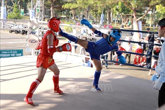 Trong ảnh: Sôi nổi, hấp dẫn và kịch tính tại Giải vô địch các Câu lạc bộ Muay Quốc gia năm 2023. Ảnh: Quang Thái- TTXVN