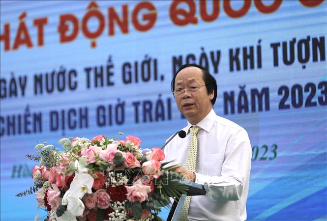 Trong ảnh: Thứ Trưởng Bộ Tài nguyên và Môi trường Võ Tuấn Nhân phát biểu tại Lễ phát động. Ảnh:Trọng Đạt - TTXVN