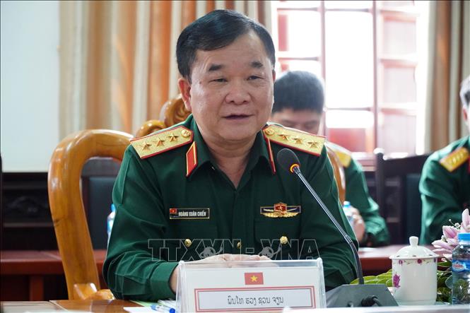 Trong ảnh: Thượng tướng Hoàng Xuân Chiến, Thứ trưởng Bộ Quốc phòng tại Phiên Đối thoại Chính sách Quốc phòng cấp Thứ trưởng lần thứ 3. Ảnh: Phạm Kiên - Phóng viên TTXVN tại Lào