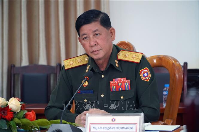 Trong ảnh: Trung tướng Vongkham Phommakone, Thứ trưởng Bộ Quốc phòng Lào tại Phiên Đối thoại Chính sách Quốc phòng cấp Thứ trưởng lần thứ 3. Ảnh: Phạm Kiên - Phóng viên TTXVN tại Lào