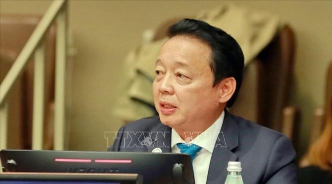 Trong ảnh: Phó Thủ tướng Chính phủ Trần Hồng Hà phát biểu tại Phiên đối thoại. Ảnh: Quang Huy - Phóng viên TTXVN tại Mỹ