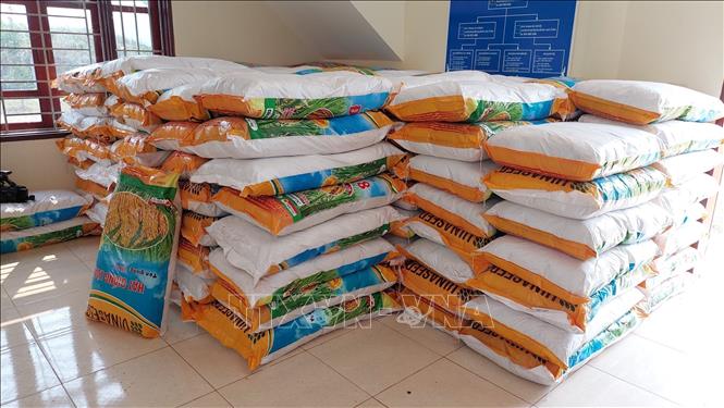 The packages of rice seeds given to Laos. VNA Photo: Kiên Thành  