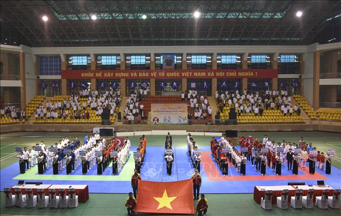 Lễ khai mạc Giải Vô địch Karate miền Bắc lần thứ III. Ảnh: Xuân Tư – TTXVN