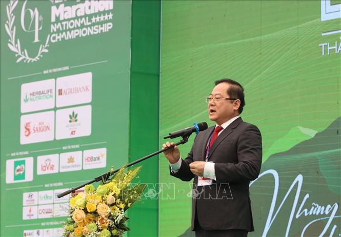 Tổng Biên tập Báo Tiền phong Lê Xuân Sơn - Đồng Trưởng Ban Tổ chức phát biểu khai mạc. Ảnh: Quý Trung – TTXVN