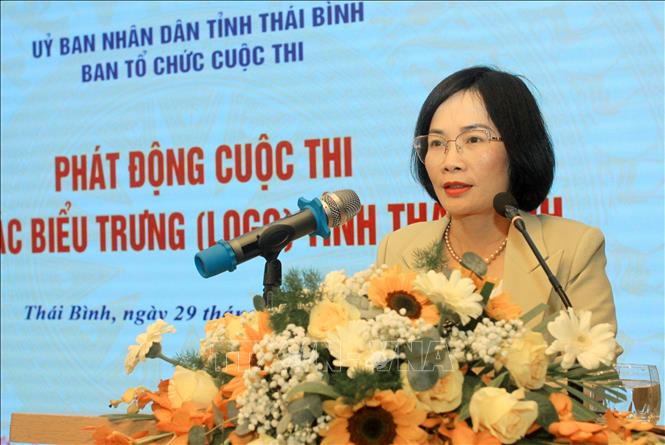 Trong ảnh: Bà Trương Thị Hồng Hạnh, Giám đốc Sở Văn hóa Thể thao và Du lịch tỉnh Thái Bình, Trưởng ban tổ chức phát động cuộc thi. Ảnh: Thế Duyệt – TTXVN