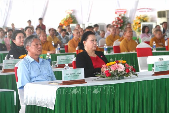 Trong ảnh: Bà Nguyễn Thị Kim Ngân, nguyên Ủy viên Bộ Chính trị, nguyên Chủ tịch Quốc hội, tham dự lễ khởi công. Ảnh: Thanh Hòa- TTXVN