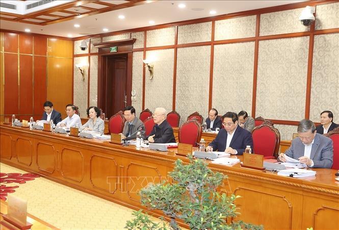 Party General Secretary Nguyen Phu Trong speaks at the meeting. VNA Photo: Trí Dũng 