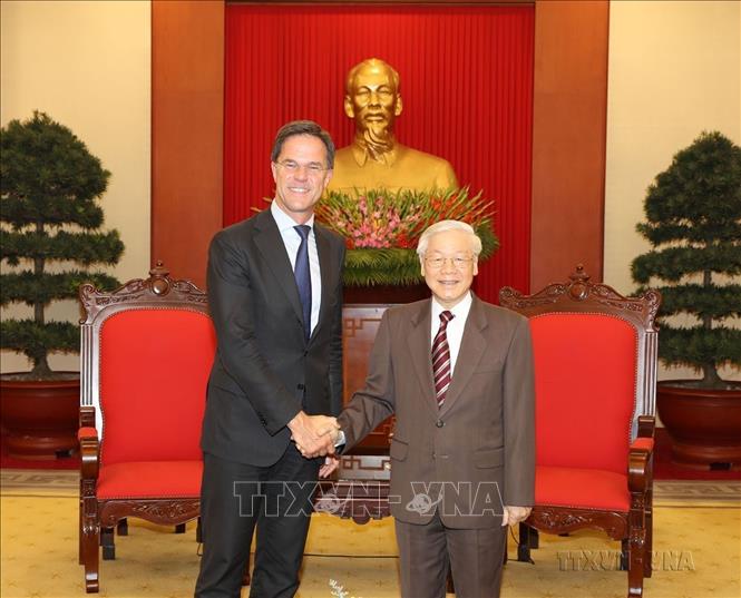 Tổng Bí thư, Chủ tịch nước Nguyễn Phú Trọng tiếp Thủ tướng Hà Lan Mark Rutte thăm chính thức Việt Nam (Hà Nội, 9/4/2019). Ảnh: Trí Dũng – TTXVN