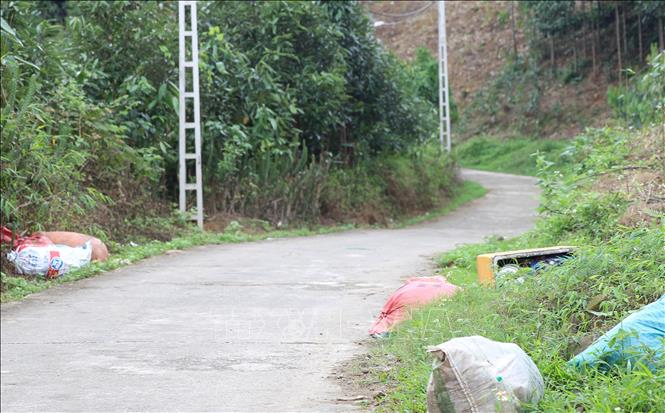 Trong ảnh: Dọc đường vào lò đốt có biển cấm nhưng người dân vẫn vứt rác thải tứ tung, khiến môi trường ngày càng ô nhiễm. Ảnh: Tuấn Anh  - TTXVN
