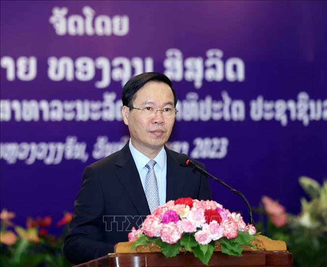 Vietnamese President Vo Van Thuong speaks at the event. VNA Photo: Thống Nhất