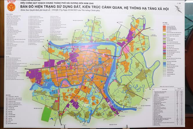 Trong ảnh: Bản đồ quy hoạch chung của thành phố Hải Dương đến năm 2040. Ảnh: Mạnh Tú - TTXVN
