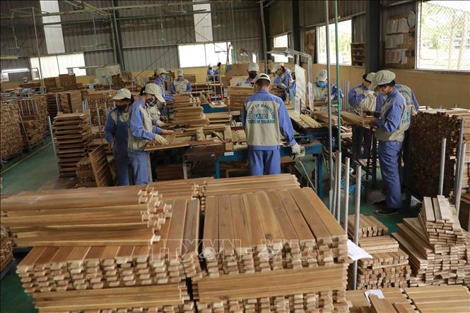 Công ty CP Woodsland Tuyên Quang ở Cụm công nghiệp Thắng Quân (huyện Yên Sơn, Tuyên Quang) tạo việc làm ổn định cho hơn 2.500 lao động tại địa phương. Ảnh: Vũ Sinh – TTXVN