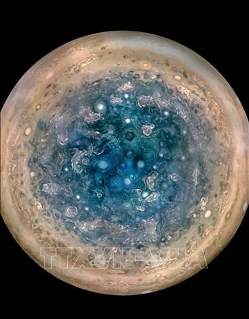 Hình ảnh Sao Mộc do camera trên tàu thăm dò Juno chụp và được công bố ngày 25/5/2017. Ảnh: AFP/TTXVN