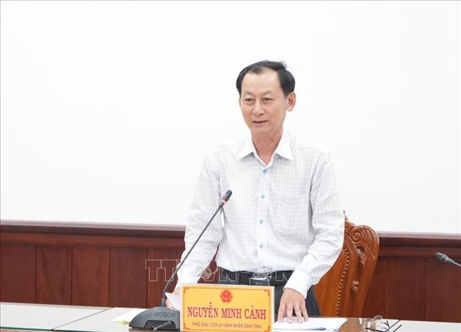 Phó Chủ tịch UBND tỉnh Bến Tre Nguyễn Minh Cảnh phát biểu tại hội nghị. Ảnh: Công Trí - TTXVN
