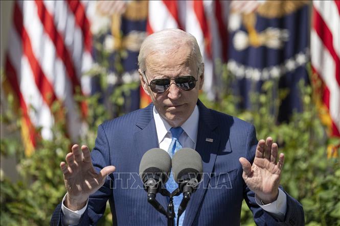 Tổng thống Mỹ Joe Biden phát biểu tại Nhà Trắng ở Washington, DC, ngày 18/4/2023. Ảnh: AFP/ TTXVN