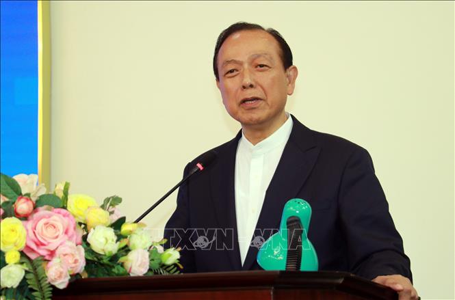 Trong ảnh: Ông Huang, Chen-Tang, Chủ tịch HĐQT Quanta tại nước ngoài phát biểu tại lễ ký kết. Ảnh: Nguyễn Lành - TTXVN

