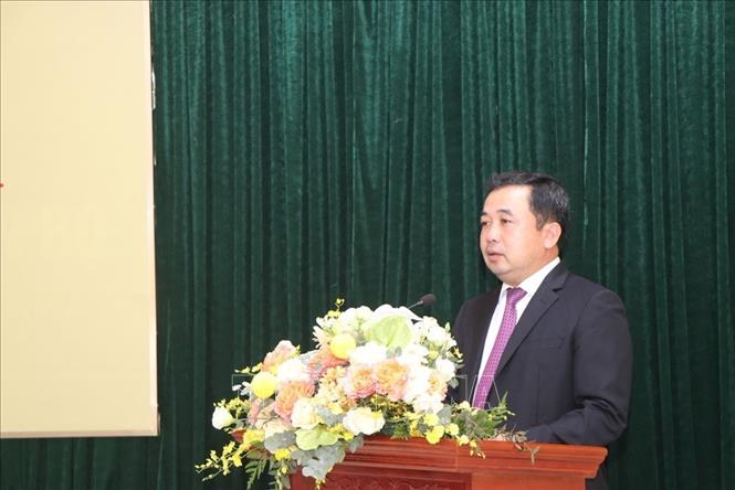 Bí thư Tỉnh ủy Hải Dương Trần Đức Thắng phát biểu chúc mừng các nhà đầu tư. Ảnh: Mạnh Minh – TTXVN