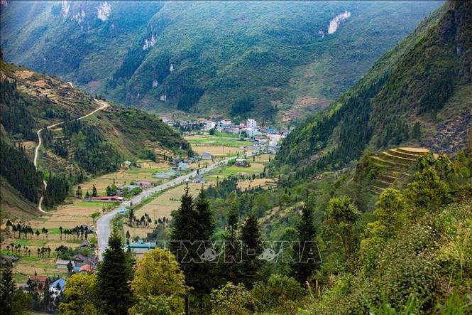 Quốc lộ 4C đi qua Phố Cáo, Đồng Văn. Ảnh: Nam Thái - TTXVN