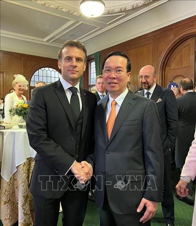 State President Vo Van Thuong and French counterpart Emmanuel Macron. Photo by courtesy/VNA