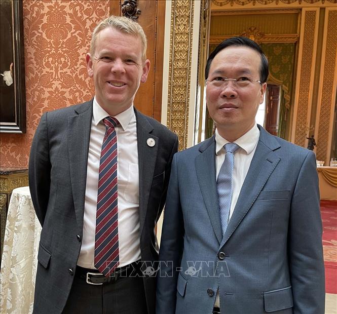 State President Vo Van Thuong and New Zealand's Prime Minister Chris Hipkins. Photo by courtesy/VNA
