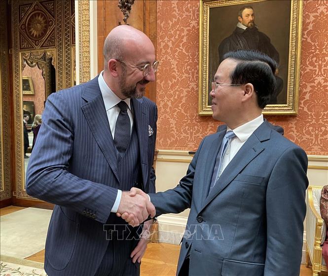 State President Vo Van Thuong and President of the European Council Charles Michel. Photo by courtesy/VNA