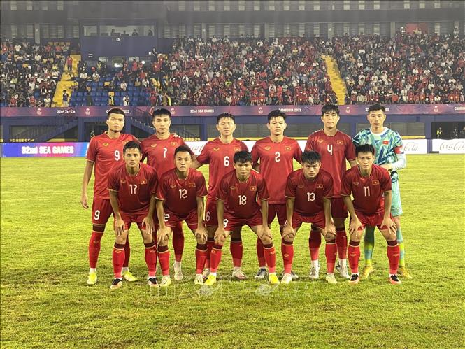 Đội hình xuất phát của U22 Việt Nam. Ảnh: Hoàng Linh-TTXVN