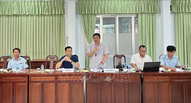 Trong ảnh: Ông Nguyễn Đình Thụ - Chi Cục trưởng Chi cục Quản lý chất lượng nông, lâm sản và thủy sản Nam Bộ phát biểu tại buổi làm việc. Ảnh: Thanh Sang - TTXVN
