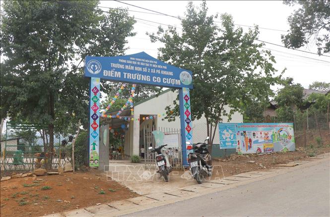 Tại các bản làng vùng sâu, vùng xa trên địa bàn xã Pá Khoang (thành phố Điện Biên Phủ, tỉnh Điện Biên) đều có các điểm trường Mầm non. Ảnh: Xuân Tiến – TTXVN 