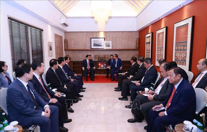 A view of the meeting between PM Pham Minh Chinh and his Cambodian counterpart Samdech Techo Hun Sen. VNA Photo: Dương Giang