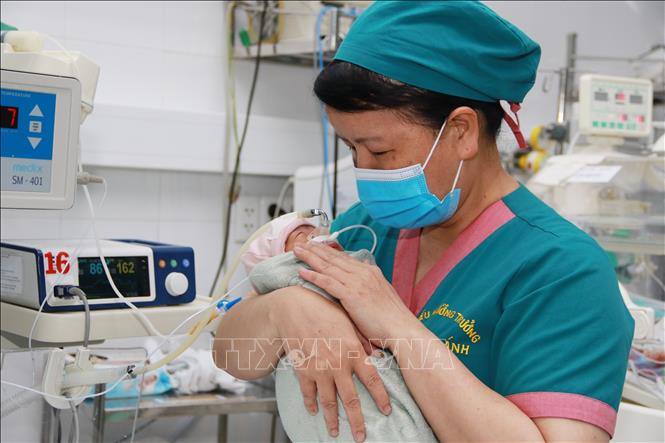Trong ảnh: Điều dưỡng Khoa Hồi sức sơ sinh, Bệnh viện Nhi đồng 2, chăm sóc trẻ sơ sinh. Ảnh: Đinh Hằng – TTXVN