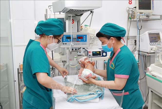 Trong ảnh: Điều dưỡng Khoa Hồi sức sơ sinh, Bệnh viện Nhi đồng 2, chăm sóc trẻ sơ sinh. Ảnh: Đinh Hằng – TTXVN