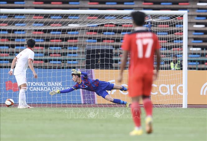 Bàn thua 2-3 khiến U22 Việt Nam bại trận. Ảnh: Hoàng Linh-TTXVN
