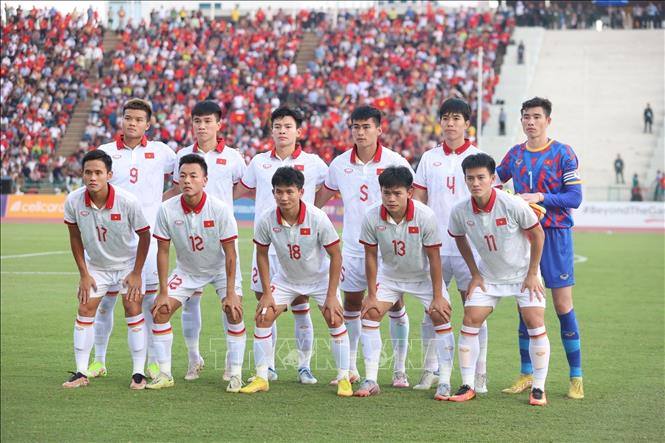The line-up of Vietnam's U22 team. VNA Photo