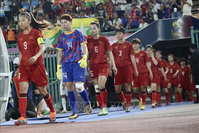 Đánh bại Myanmar để đoạt HCV SEA Games 32, tuyển nữ Việt Nam sẽ trở thành đội bóng đầu tiên trong lịch sử vô địch 4 kỳ SEA Games liên tiếp. Ảnh: Hoàng Linh-TTXVN